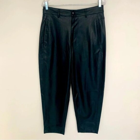 Zara Faux Leather High Waisted Pants Black M - Picture 5 of 15